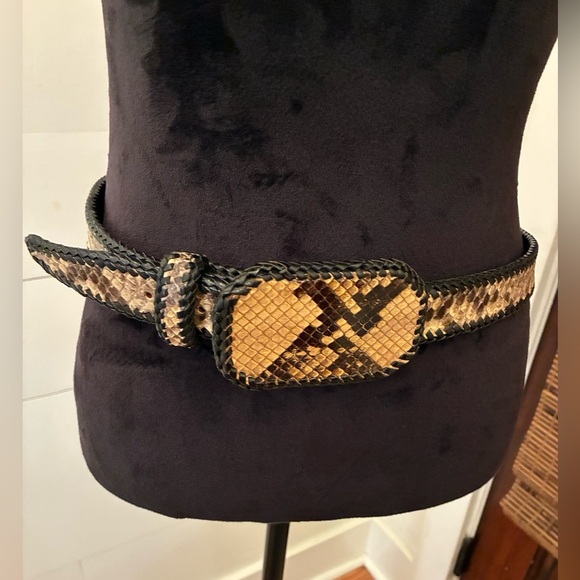 genuine snakeskin belt, likely made from python skin. handcrafted women’s small. main image 8